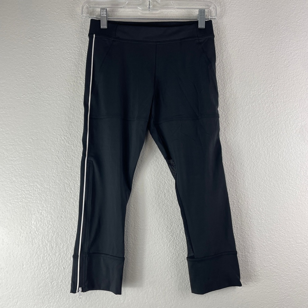 Adidas Stella McCartney Cropped Capri Leggings S Black Climacool Mesh Ankle Zip